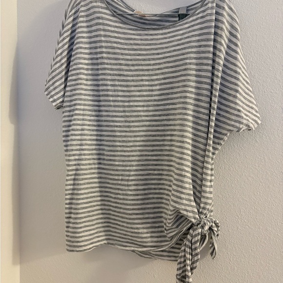 Michael Kors Gray Striped Short Sleeve Top 100% cotton size xl - Picture 3 of 6